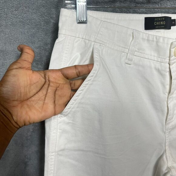 J.Crew Chino Cropped Pants White Rolled Cuffs 100% Cotton Zip Fly - Picture 14 of 16